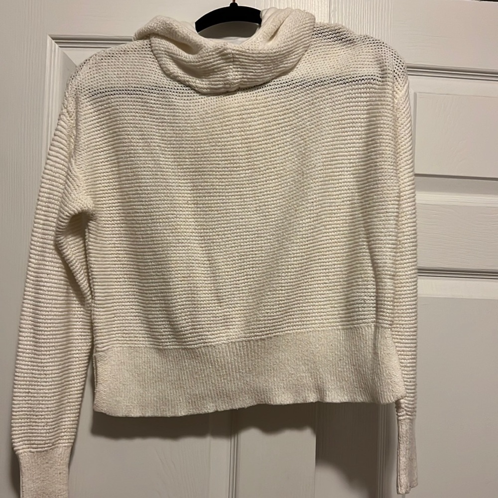 White knit cowl neck hoodie